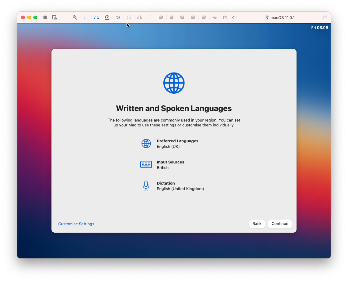 macOS disk installation screen