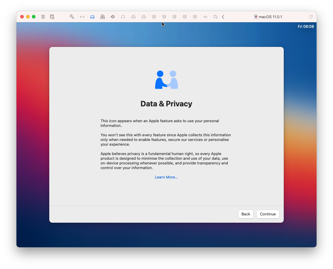 macOS disk installation screen