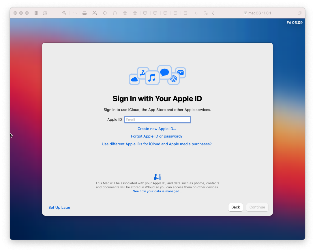 macOS disk installation screen