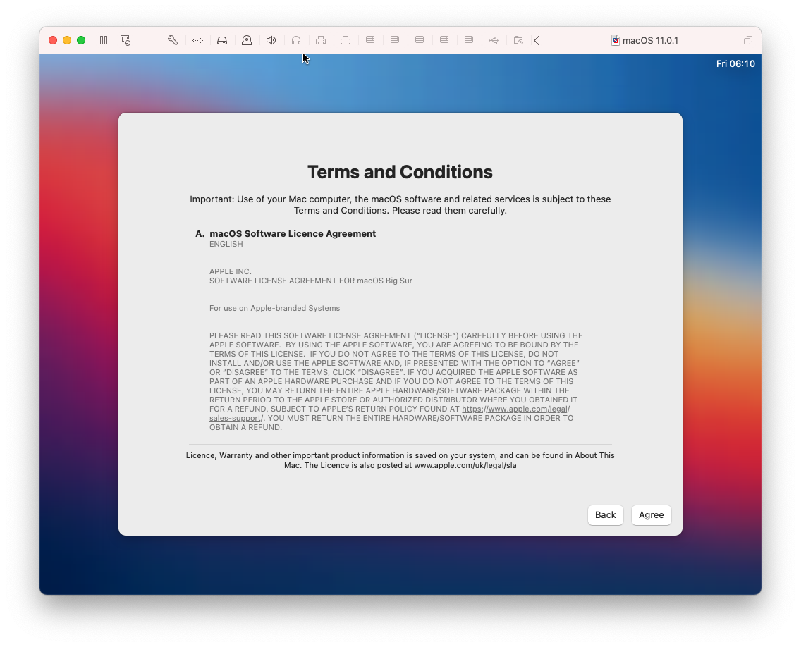 macOS disk installation screen
