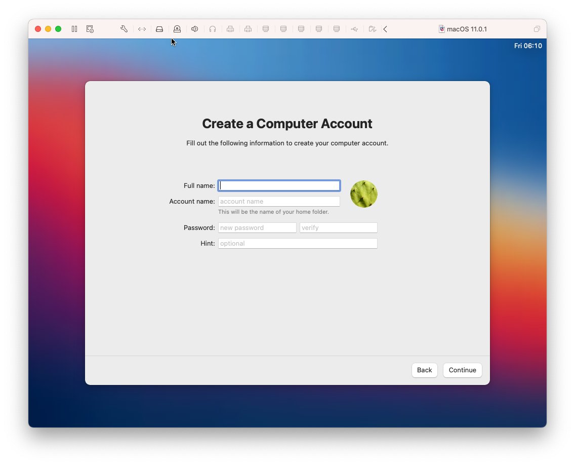 macOS disk installation screen