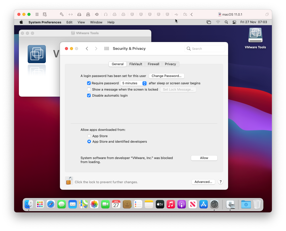 macOS Security and Privacy screen