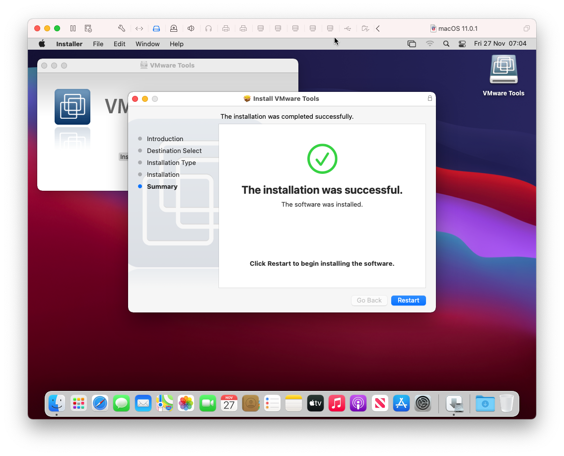 Install VMware Tools successful