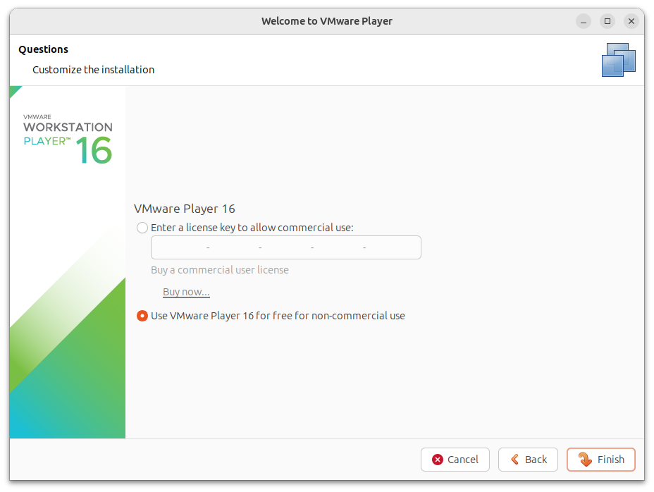 VMware Linux Workstation Player licencing