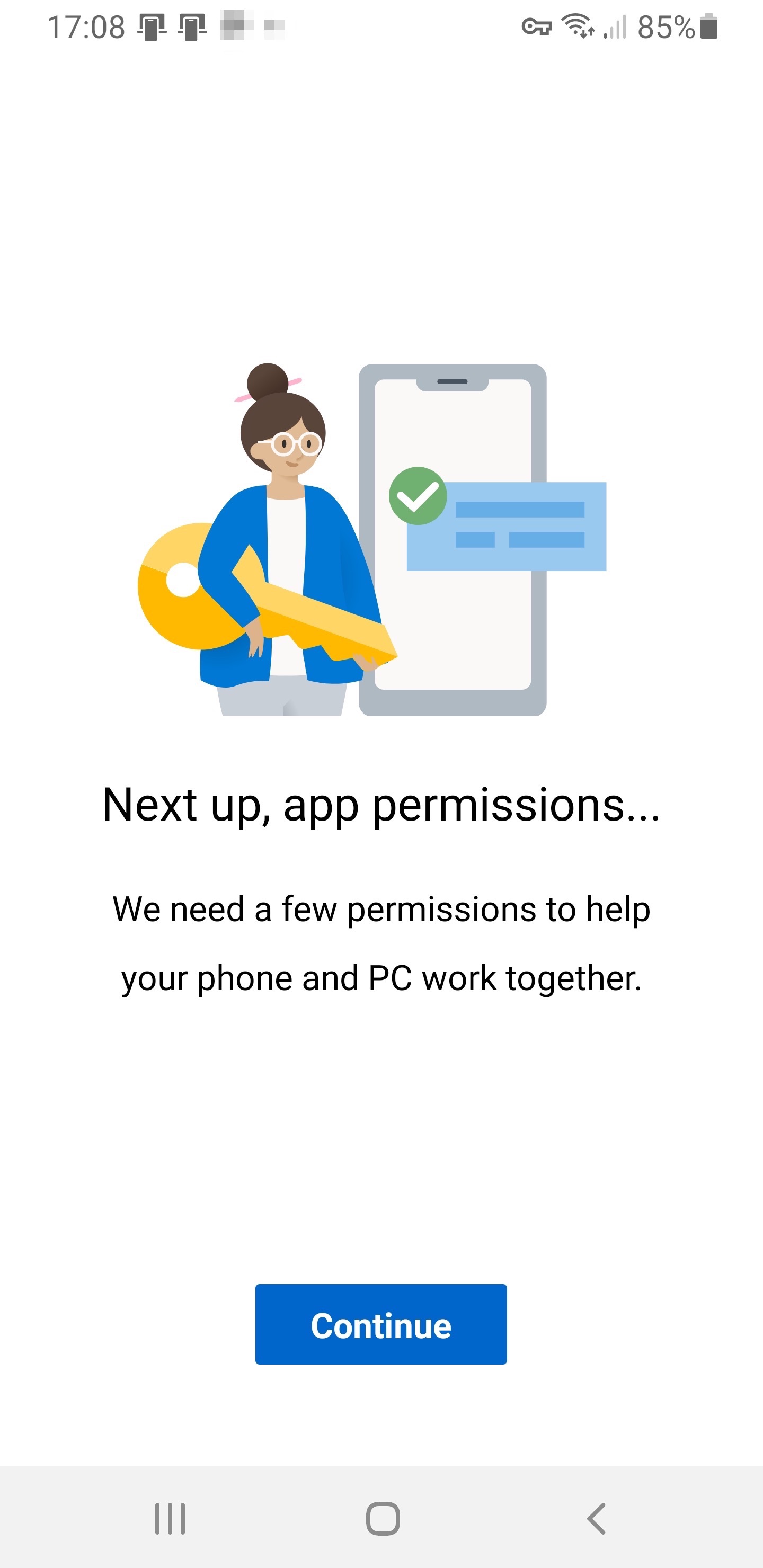 Your Phone companion will also ask for additional permissions - Your Phone screenshot