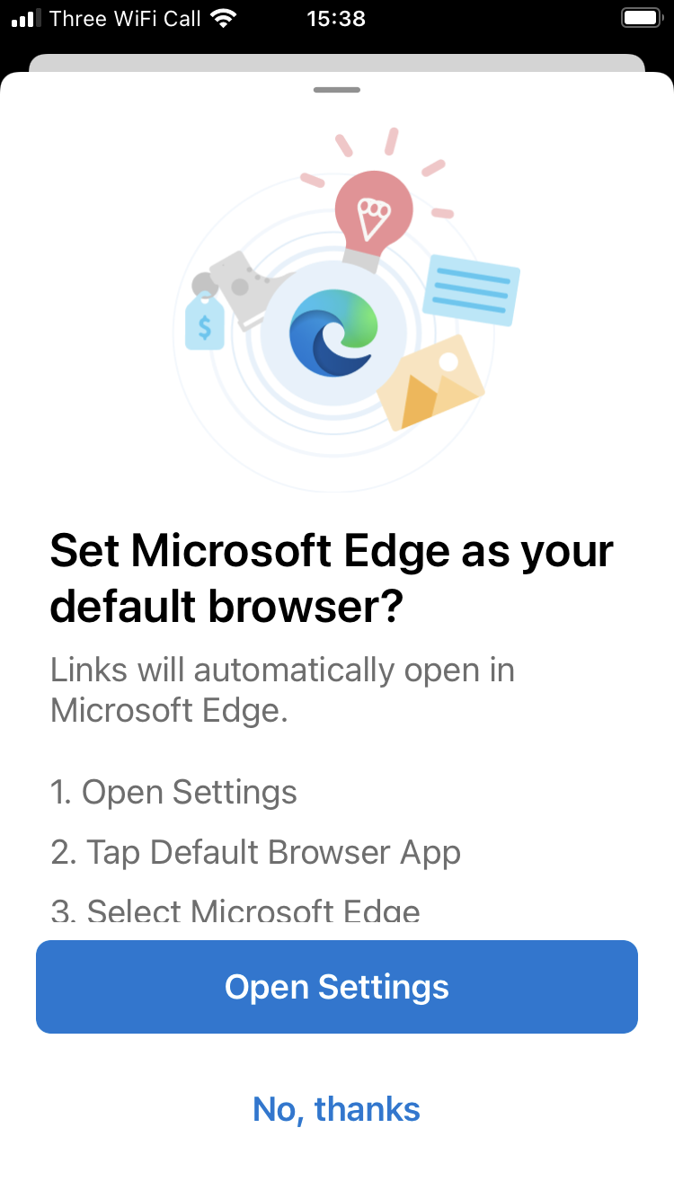 Microsoft Edge - Set as default browser iOS App Screenshot