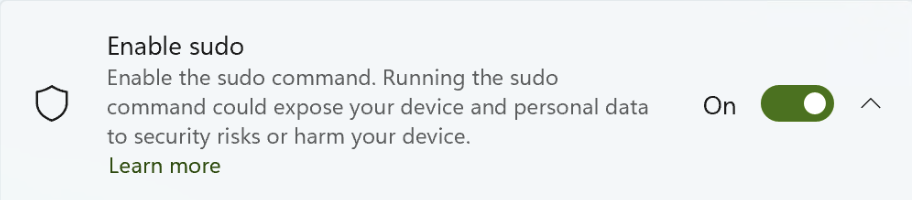 Enabling Sudo for Windows screenshot