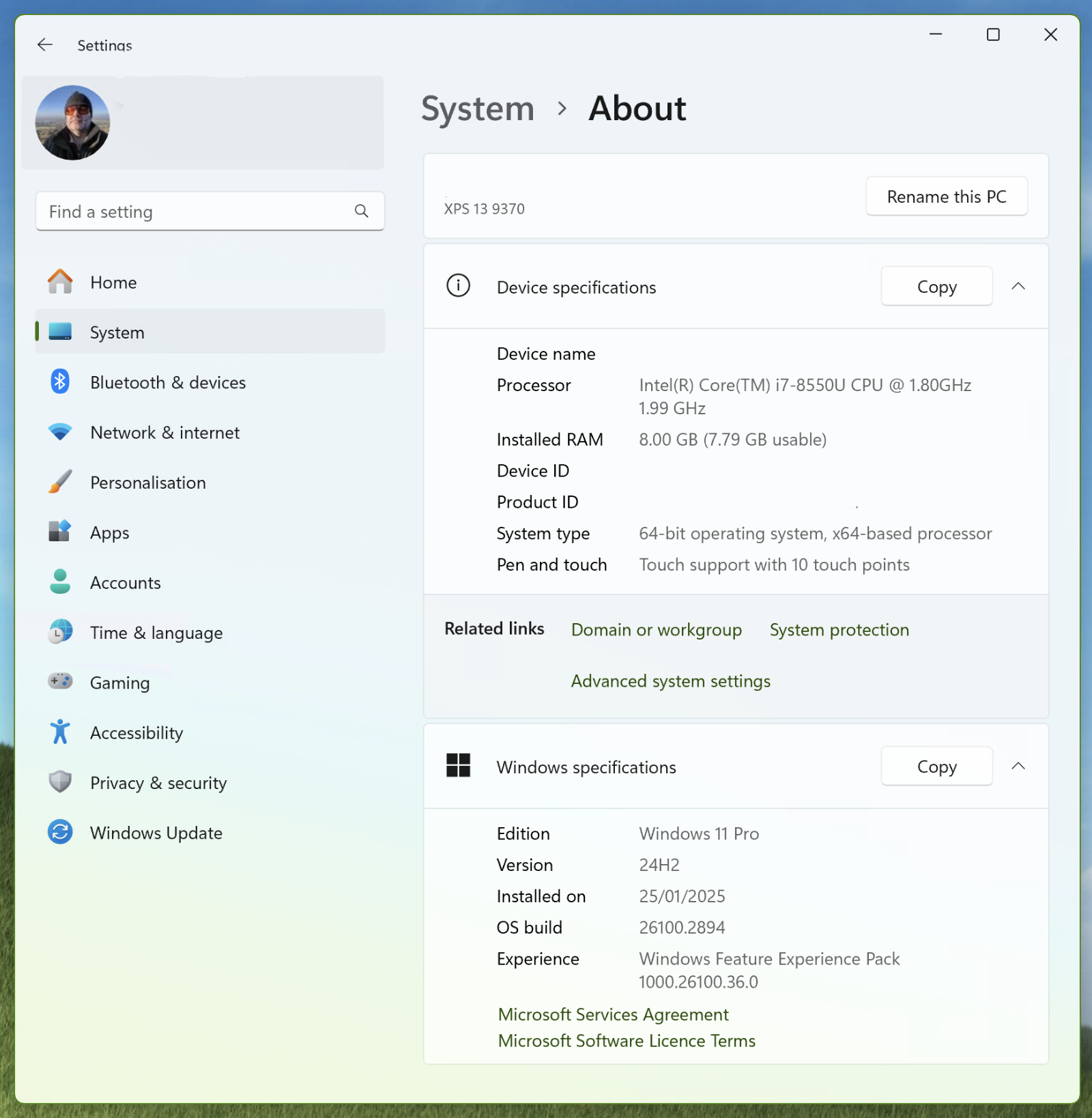 Windows 11, System > About screenshot showing that this is Windows 11 Pro 24H2