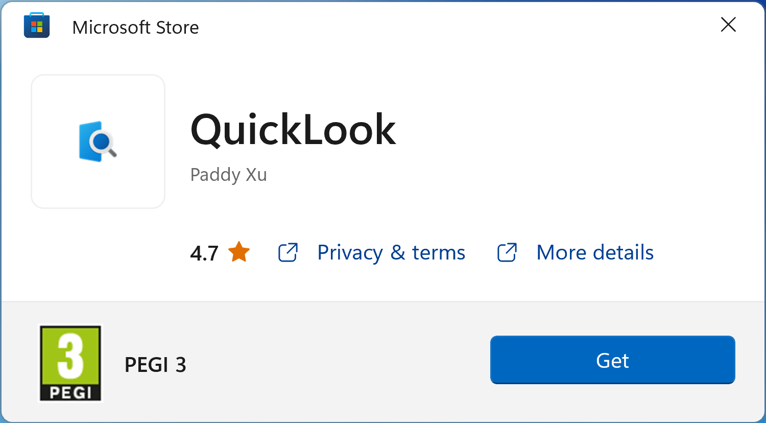 QuickLook from the Microsoft Store