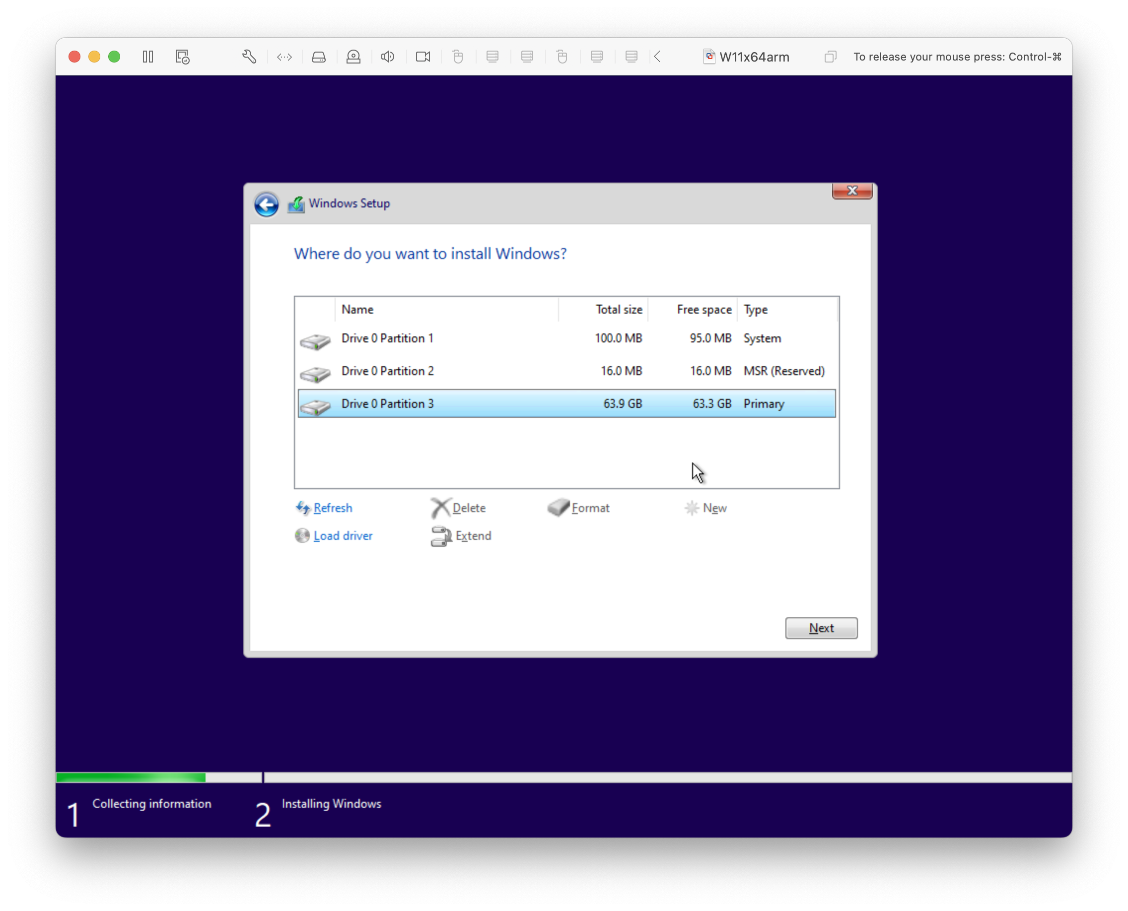Windows Setup, Where do you want to install Windows?