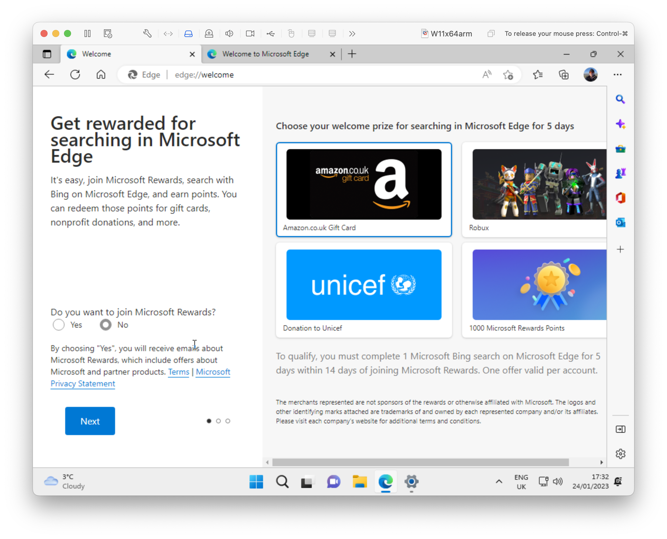 Get rewarded for searching in Microsoft Edge