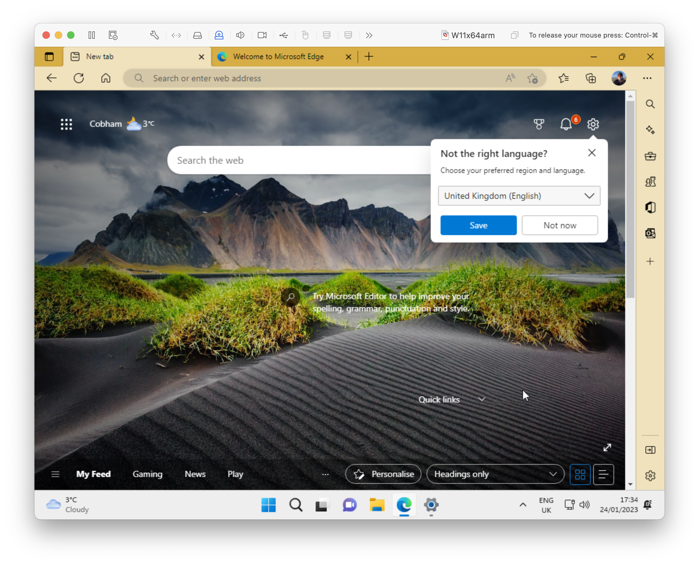 Not the right language