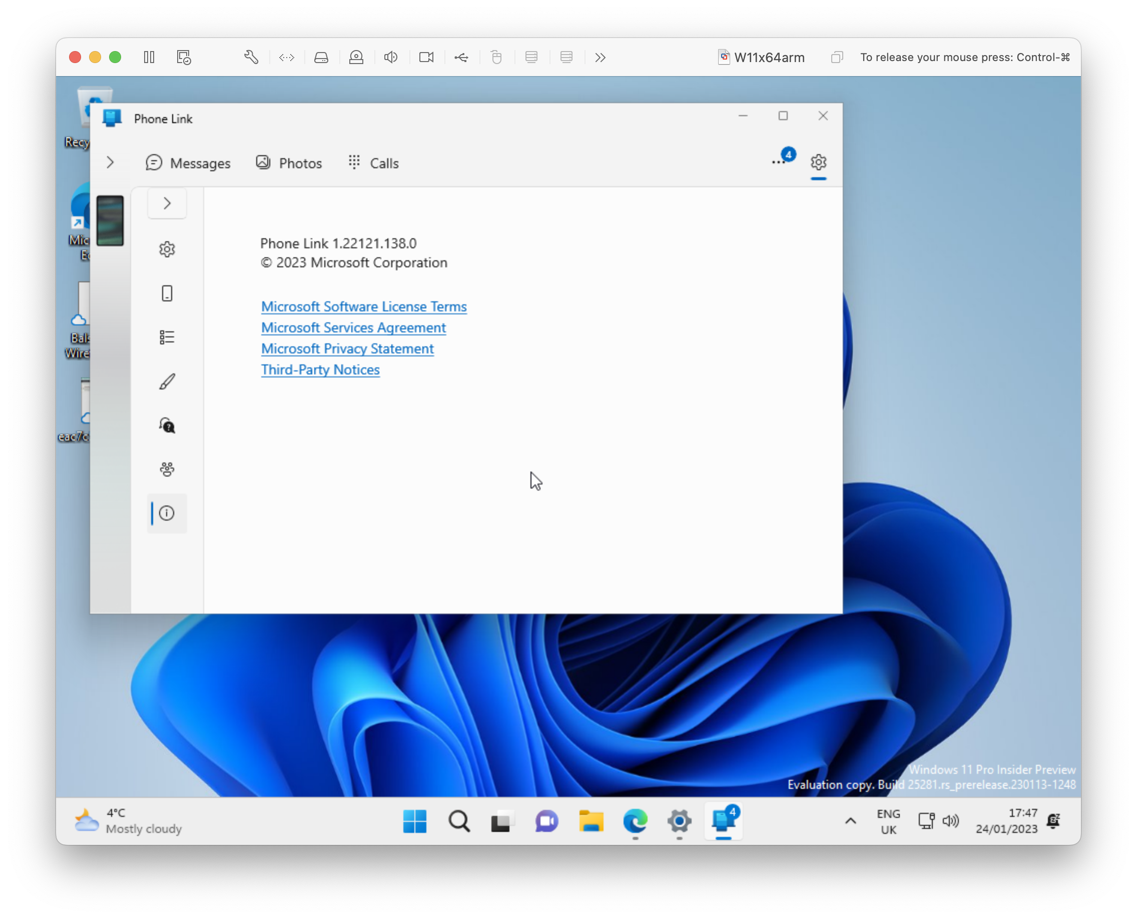 Phone Link - Version number