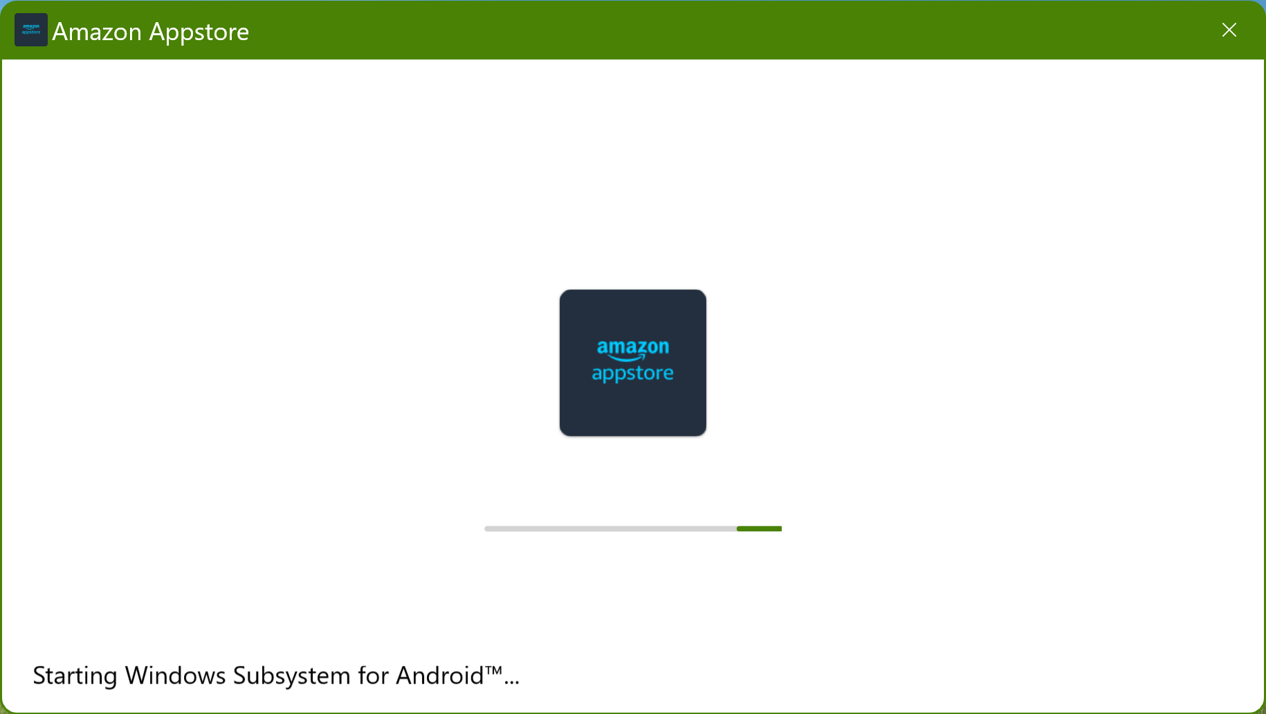 Windows Subsystem for Android loading screen on Windows 11