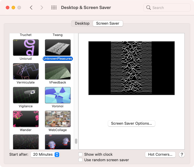 XScreenSaver UnknownPleasutes hack for macOS - screenshot