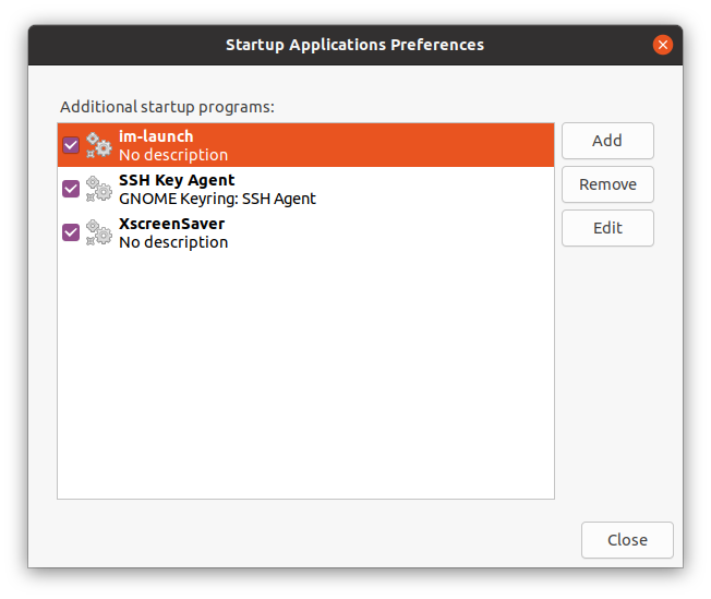 Ubuntu 20.04 "Startup Applications Preferences app"