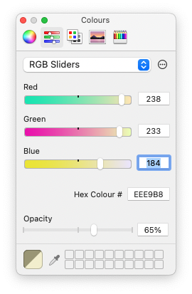 Screenshot of teminal settings for text colour #FFCC46